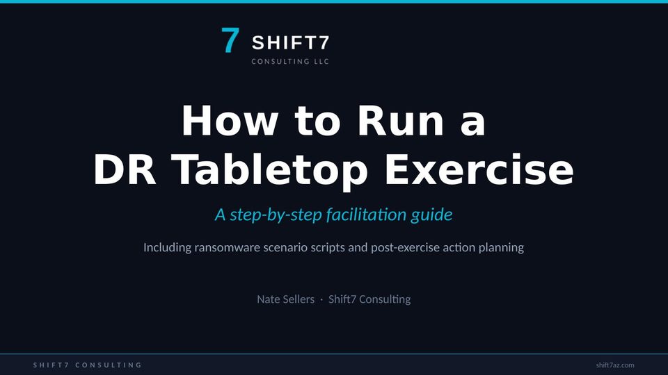 DR Tabletop Exercise overview slide
